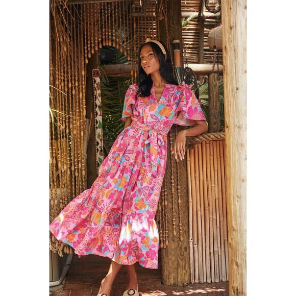 Sugarlips Dresses & Skirts - Sugarlips‎ Women's XS Floral Tiered Shift Midi Dress Multicolor Spring